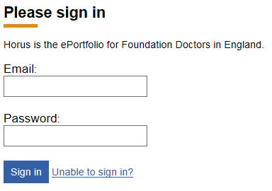 This is an image of the Horus ePortfolio sign in page