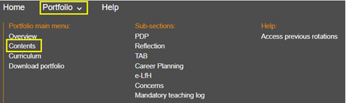 this image shows the foundation doctor portfolio menu with the content section highlighted