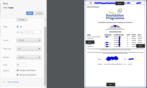 This image shows the chrome browser print to pdf function