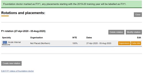 Tis image shows the green confirmation banner to say the FiY1 label has been successfully added to the required placement